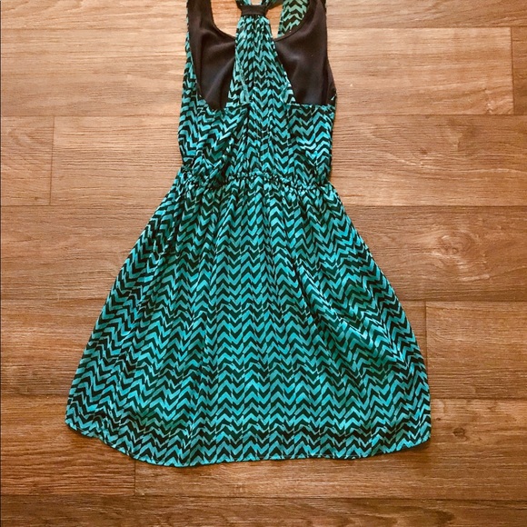Ya LOSANGELES Teal & Black Cocktail Dress Medium - Picture 4 of 5